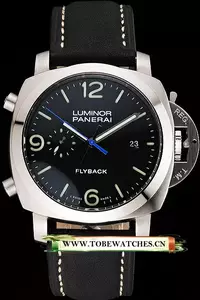 Panerai Luminor 1950 3 Days Chrono Flyback Black Dial Stainless Steel Case Black Leather Strap En122724
