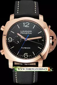 Panerai Luminor 1950 3 Days Chrono Flyback Black Dial Rose Gold Case Black Leather Strap En122725