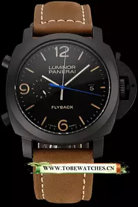 Panerai Luminor 1950 3 Days Chrono Flyback Black Dial Black Case Brown Leather Strap En122726