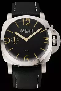 Panerai Luminor 1950 Black Dial Stainless Steel Case Black Leather Strap En123958