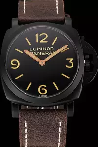 Panerai Luminor Black Dial Black Pvd Case Brown Leather Strap En123960
