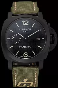 Panerai Luminor 1950 3 Days Gmt Black Case Black Dial Green Bracelet En124469