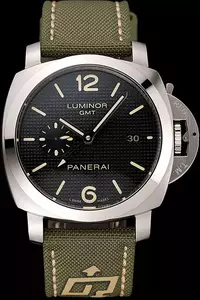Panerai Luminor 1950 3 Days Gmt Silver Case Black Dial Green Bracelet En124470