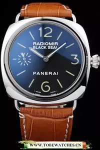 Panerai Radiomir Polished Stainless Steel Case Black Dial Brown Leather Strap En58652