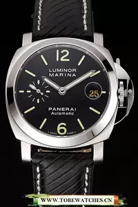 Panerai Luminor Marina Black Dial Stainless Steel Case Black Leather Strap En123419
