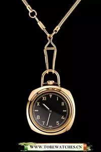 Panerai Radiomir Pocket Watch Black California Dial Gold Case And Chain En123569