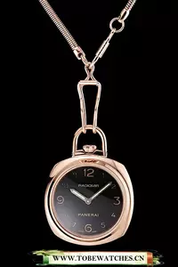 Panerai Radiomir Pocket Watch Black Dial Rose Gold Case And Chain En123570