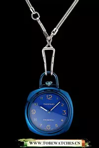 Panerai Radiomir Pocket Watch Blue Dial Blue Plated Case Stainless Steel Chain En123571