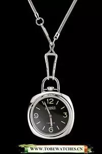 Panerai Luminor Pocket Watch Black Dial Stainless Steel Case And Chain En123573