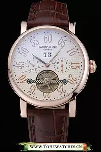 Patek Philippe Grand Complications Gold Case White Dial Arabic Numerals Brown Leather Bracelet En60151