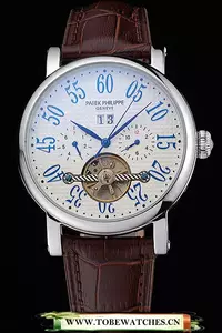 Patek Philippe Grand Complications Stainless Steel Case White Dial Roman Numerals Brown Leather En60153