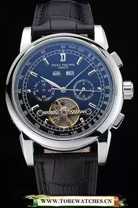 Patek Philippe Grand Complications Stainless Steel Case Black Dial Black Leather Bracelet En60154