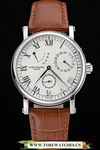 Patek Philippe Geneve Complications White Dial Stainless Steel Brown Leather Band En60041