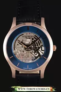 Patek Philippe Complications Blue Dial Black Leather Bracelet En117172