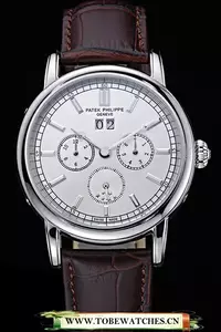Patek Philippe Geneve Grand Complications White Dial Stainless Steel Bezel Brown Leather Band En118602