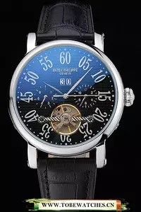 Patek Philippe Grand Complications Stainless Steel Case Black Dial Roman Numerals Black Leather Bracelet En118778