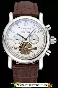 Patek Philippe Grand Complications Stainless Steel Case White Dial Brown Leather Bracelet En118782