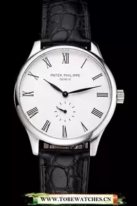 Patek Philippe Calatrava White Dial Stainless Steel Case Black Leather Strap En121934
