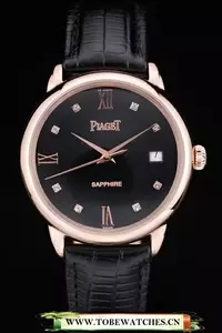 Piaget Traditional Black Dial Black Leather Strap En58989