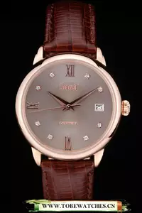 Piaget Traditional Grey Dial Brown Leather Strap En58990