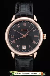 Piaget Traditional Black Checkered Dial Black Leather Strap En58995
