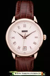 Piaget Traditional White Checkered Dial Brown Leather Strap En58996