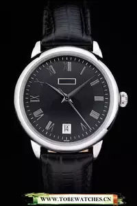 Piaget Traditional Black Checkered Dial Black Leather Strap En58999