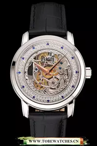 Piaget Altiplano Skeleton Dial With Diamonds Stainless Steel Case Black Leather Strap En122777