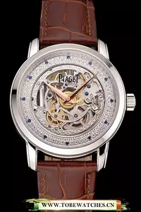 Piaget Altiplano Skeleton Dial With Diamonds Stainless Steel Case Brown Leather Strap En122778