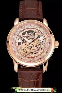 Piaget Altiplano Rose Gold Skeleton Dial With Diamonds Rose Gold Case Brown Leather Strap En122782