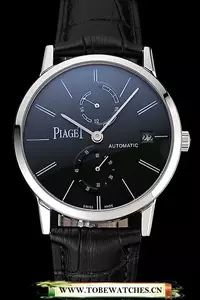 Piaget Altiplano Date Black Dial Stainless Steel Case Black Leather Strap En123375