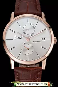 Piaget Altiplano Date Silver Dial Rose Gold Case Brown Leather Strap En123376