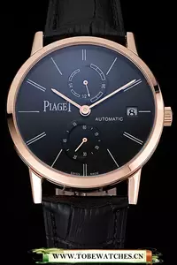 Piaget Altiplano Date Black Dial Rose Gold Case Black Leather Strap En123377