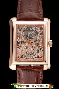 Piaget Emperador Tourbillon Skeleton Rose Gold Case Brown Leather Bracelet En124560