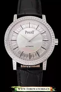 Piaget Altiplano Diamond Set Stainless Steel Case And Pearl Dial Black Leather Strap En123576