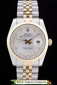 Rolex Datejust Silver Dial Diamonds Ribbed Bezel En58635