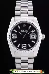 Rolex Datejust Diamonds Black Dial Ribbed Bezel En58650