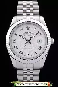 Rolex Datejust White Radial Dial Ribbed Bezel En58659