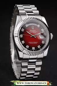 Rolex Day Date Polished Stainless Steel Two Tone Red Dial En58034