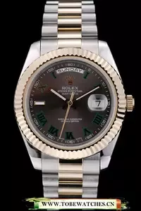 Rolex Daydate Grey Dial Dual Colored Stainless Steel Strap En58927