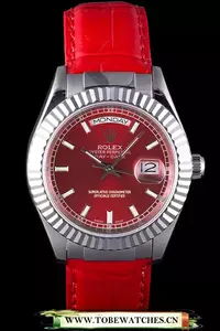 Rolex Daydate 2013 With Red Dial And Red Leather Band En59475
