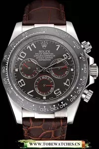Rolex Cosmograph Daytona Stainless Steel Case Grey Racing Dial Leather Bracelet En60520