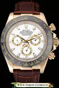 Rolex Cosmograph Daytona Gold Case White Dial Brown Leather Bracelet En60521