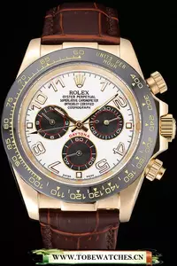 Rolex Cosmograph Daytona Gold Case Black Subdials Brown Leather Bracelet En60522