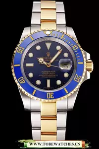 Rolex Submariner Blue Dial And Bezel Two Tone Steel Gold Bracelet En121627
