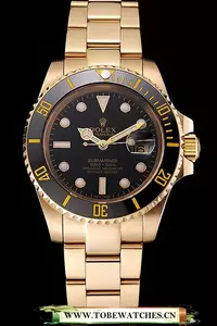 Rolex Submariner Black Dial Black Bezel Yellow Gold Case And Bracelet En122153