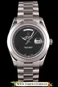 Rolex Daydate Stainless Steel Bracelet Black Dial En59240