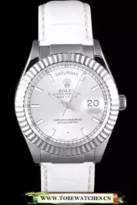 Rolex Day Date Oyster Collection White Leather Band En59560