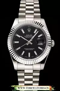 Rolex Datejust Black Dial Stainless Steel Case And Bracelet En122503