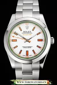 Rolex Milgauss White Dial Orange Markings Stainless Steel Case And Bracelet En123007